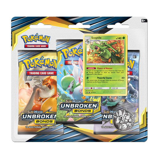 Pokémon TCG: Sun & Moon-Unbroken Bonds 3 Booster Packs, Coin & Sceptile Promo Card